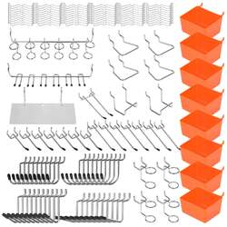 142Pc Pegboard Hooks Set Peg board Hanger Assortment Storage Trays Organizer Bin