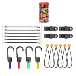 30-Piece Premium Bungee Cord Assortment Includes 10 to 40 Bungee Cords, Canopy Ties & Tarp Clips