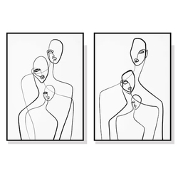 Wall Art 70cmx100cm Abstract Figures 2 Sets Black Frame Canvas