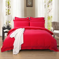 1000TC Tailored Single Size Red Duvet Quilt Cover Set