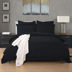 1000TC Tailored King Size Black Duvet Quilt Cover Set