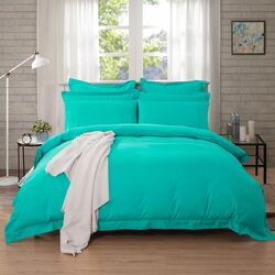 1000TC Tailored Super King Size Teal Duvet Quilt Cover Set