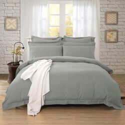 1000TC Tailored Double Size Grey Duvet Quilt Cover Set