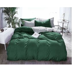 1000TC Reversible Super King Size Green and Grey Duvet Quilt Cover Set