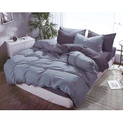 1000TC Reversible Super King Size Grey Duvet Quilt Cover Set