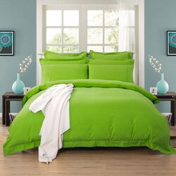 1000TC Tailored Super King Size Green Duvet Quilt Cover Set