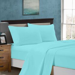 1000TC Queen Size Bed Soft Flat & Fitted Sheet Set Aqua