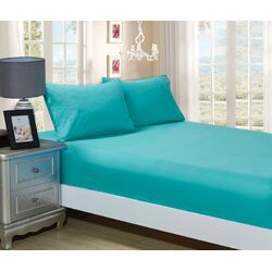 1000TC Ultra Soft Fitted Sheet & 2 Pillowcases Set - Double Size Bed - Teal