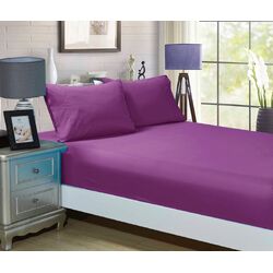 1000TC Ultra Soft Fitted Sheet & 2 Pillowcases Set - Super King Size Bed - Purple