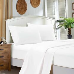 1000TC Ultra Soft Single Size Bed White Flat & Fitted Sheet Set