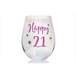 21st Birthday Irid Wine Glass