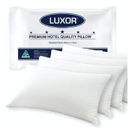 Luxor Australian Made Hotel Quality Pillow Standard Size Four Pack