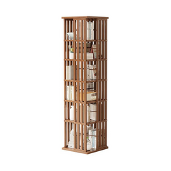 360 Rotating Bookshelf Bamboo Storage Display Rack Shelving in Dark Wood