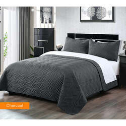 3 piece embossed comforter set king charcoal