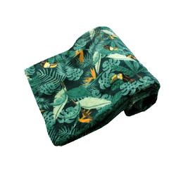 190GSM Fashion Printed Ultra Soft Coral Fleece Throw 127 x 152cm Tropical Jungle Green