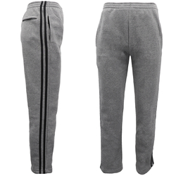 Men's Fleece Casual Sports Track Pants w Zip Pocket Striped Sweat Trousers S-6XL, Grey, 6XL