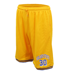 Men's Basketball Sports Shorts Gym Jogging Swim Board Boxing Sweat Casual Pants, Yellow - Golden State 30, 2XL