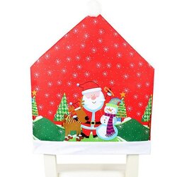 10x Christmas Chair Covers Dinner Table Santa Hat Snowman Home Décor Ornaments, Santa (10 Chair Covers)