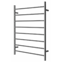 Premium Gunmetal Heated Towel Rack - 8 Bars, Round Design, AU Standard, 1000x850mm Wide