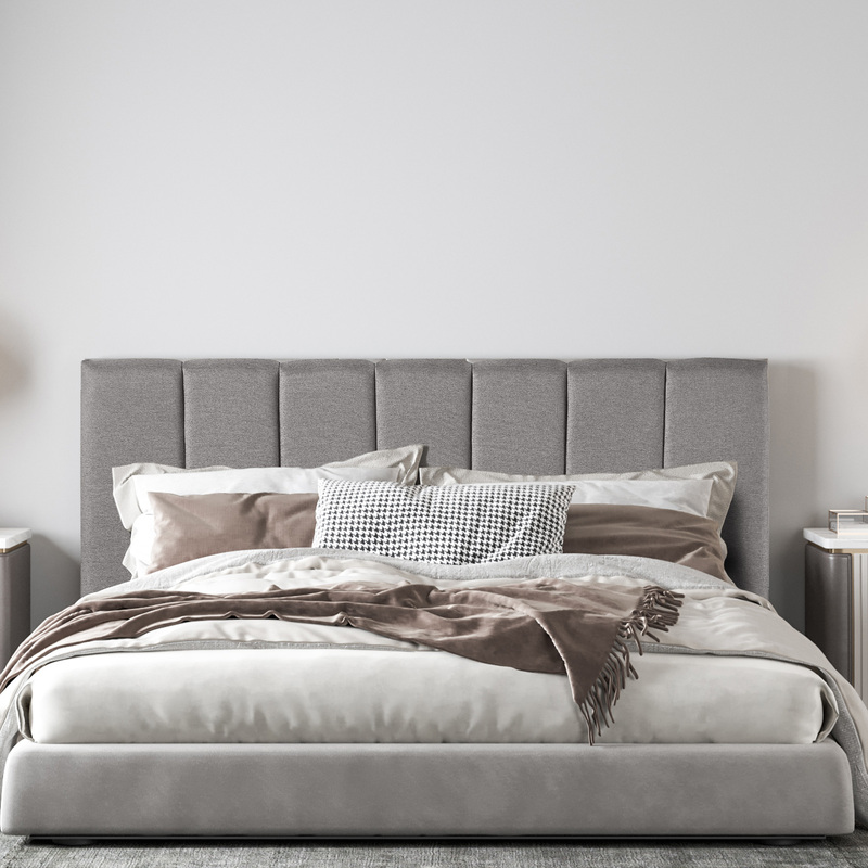Milano Decor Valencia Mid Grey Bed Head Headboard Bedhead Upholstered -  Queen - Mid Grey