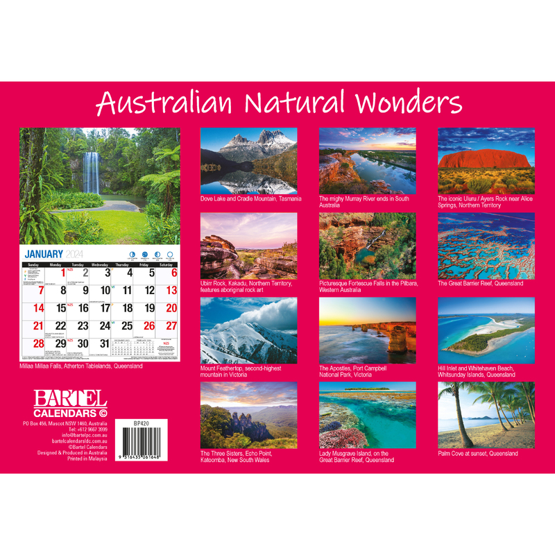 Australian Natural Wonders 2024 Rectangle Wall Calendar 16 Months
