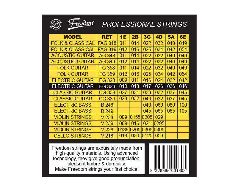 Freedom 10 Pack Electric Guitar Strings Medium Gauge EG329 10PK