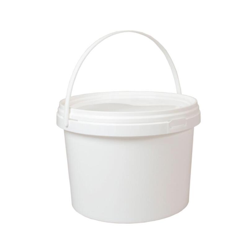 Bulk 10x 2L Plastic Buckets + Lids - Empty White With Handle - Small Food  Pail