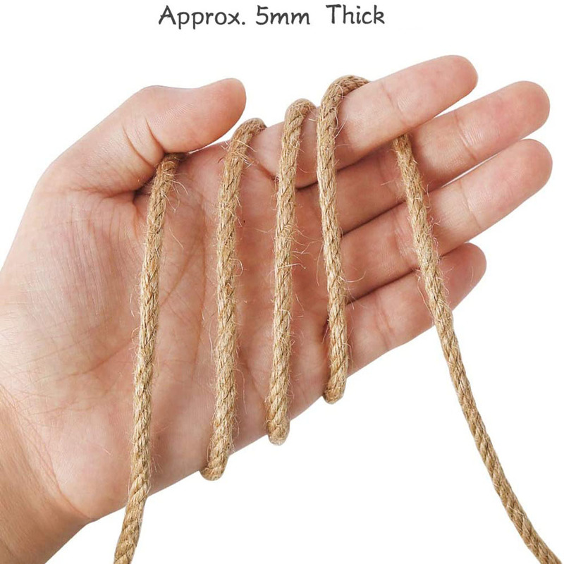 100m Sisal 5mm Rope Natural Twine Cord Thick Jute Hemp Manila