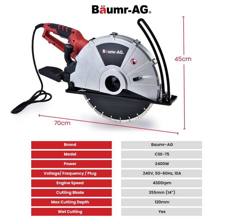 14 Electric Concrete Saw Disc Cutter Wet Dry Circular Blade for Granite  Stone 