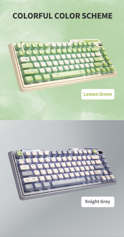 KZZI K75 PRO RGB 75% Wireless Gasket Mechanical Lemon Green Keyboard,  Triple Mode, Eternity Tactile