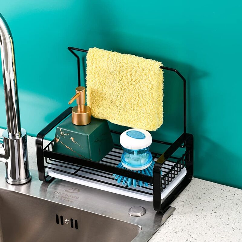 Kitchen Countertop Dish Soap Holder, Sponge Holder with Drain Pan - Kitchen  Sink Organizer - Sink Caddy Holder - Sink Tray - Soap Holder - SUS304