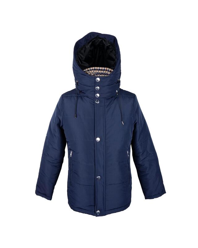 Blue Aquascutum Jacket with Removable Hood and Tartan Pattern