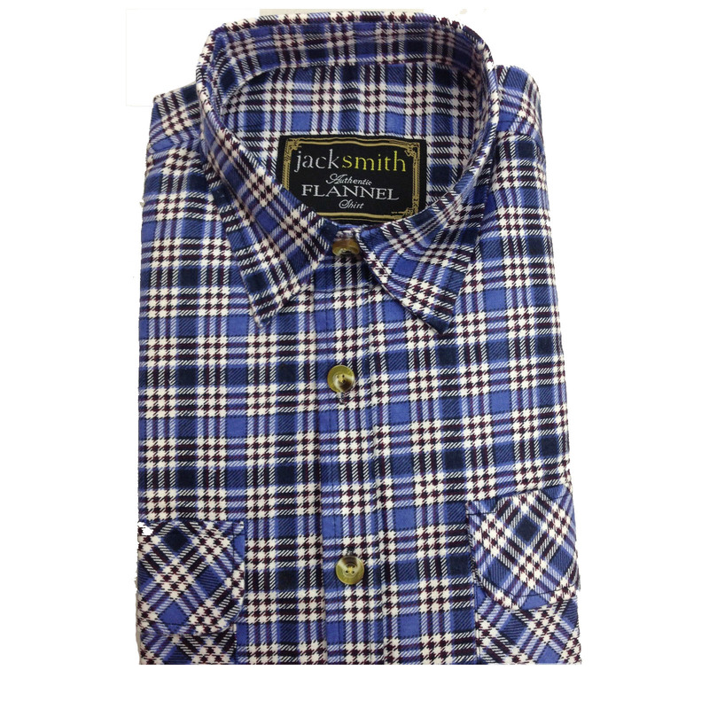 Men's Flannelette Long Sleeve Shirt 100% Cotton Check Authentic Flannel