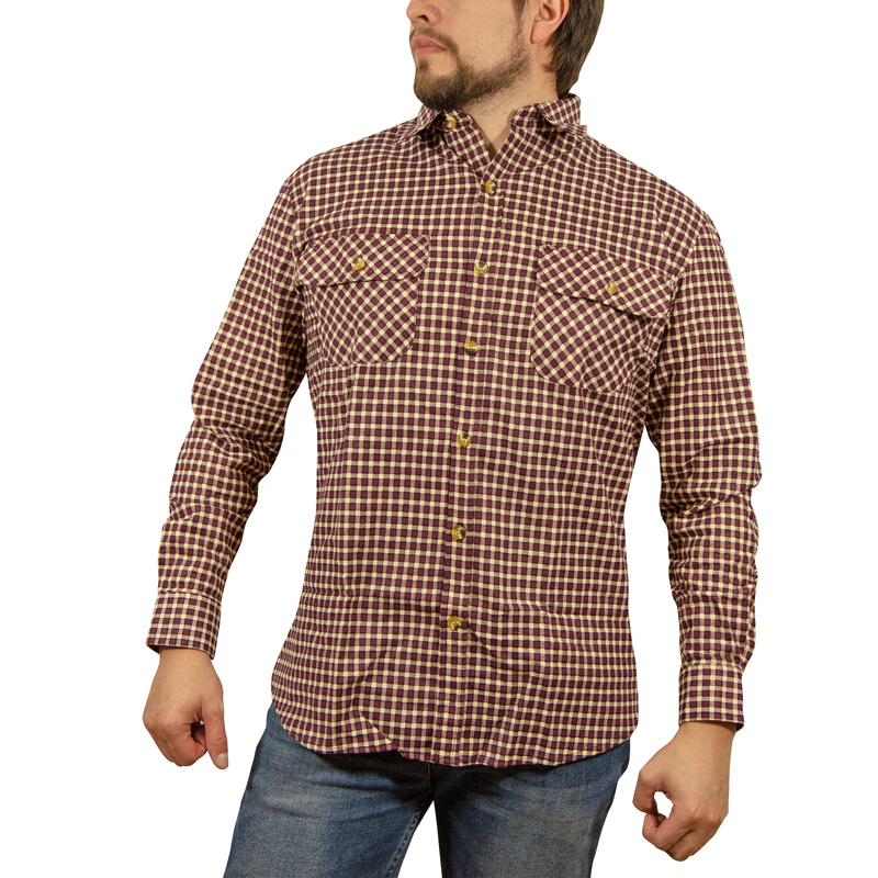 Mens FLANNELETTE SHIRT Check 100% COTTON Flannel Vintage Long Sleeve - 97  (Full Placket) - M