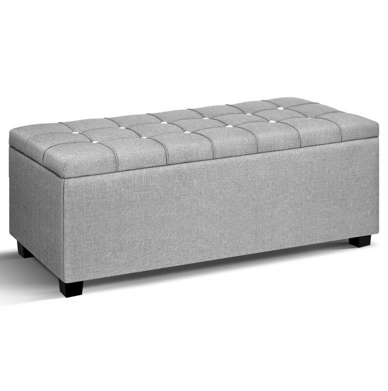 Buy Storage Ottoman Blanket Box Linen Fabric Arm Foot Stool Couch Chest La  Online in Australia – Factory Buys