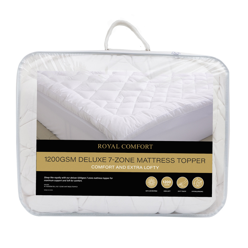 Royal Comfort 1200GSM Deluxe 7-Zone Mattress Topper Luxury Gusset ...