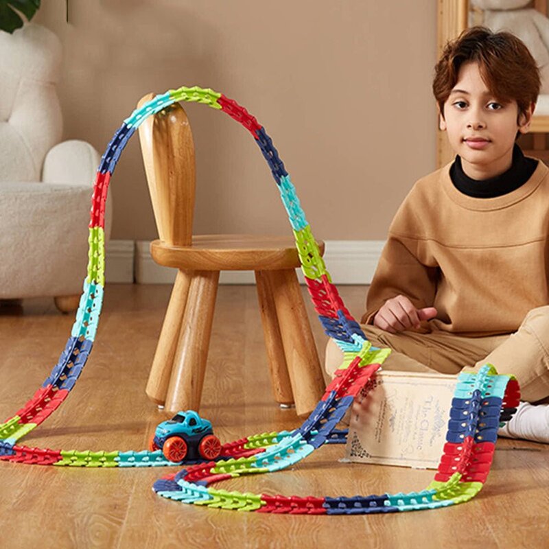 Changeable Track In The Dark Track with LED Light Up Race Car