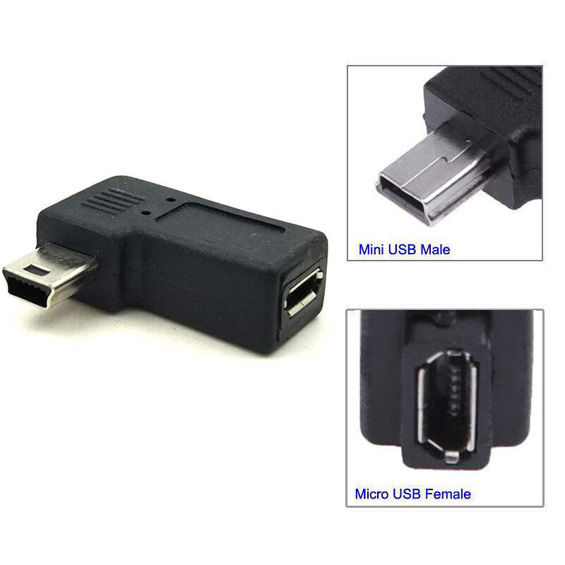 90 Degree Angled MINI USB Male To MICRO USB Female Data Connector Adapter