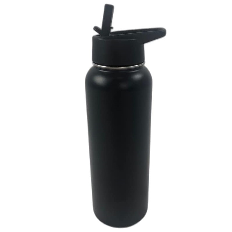 Verpeak 40oz Vacuum Insulated Water Bottle 3 Lids With Straw (black) Vp 