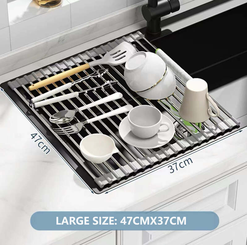 NEX Over the Sink Silicone Dish Drying Rack, Roll-Up Dish Drainer