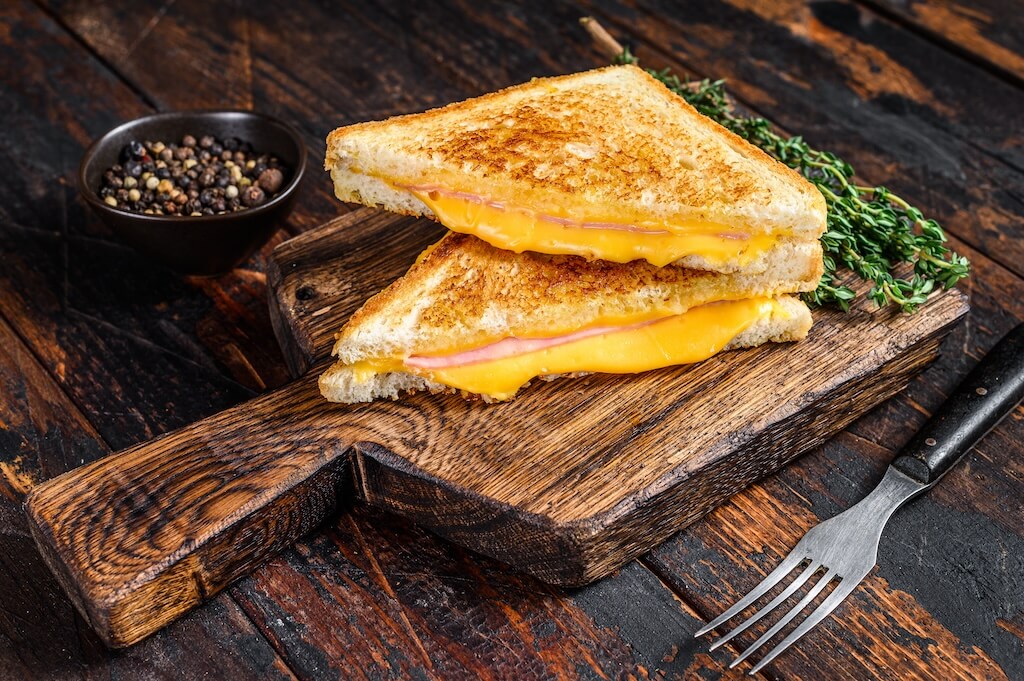 Stack of grilled cheese sandwiches, an example of what can you cook in an air fryer.